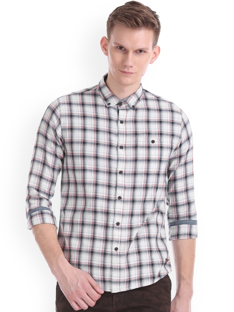 

Cherokee Men Off-White & Red Regular Fit Checked Casual Shirt