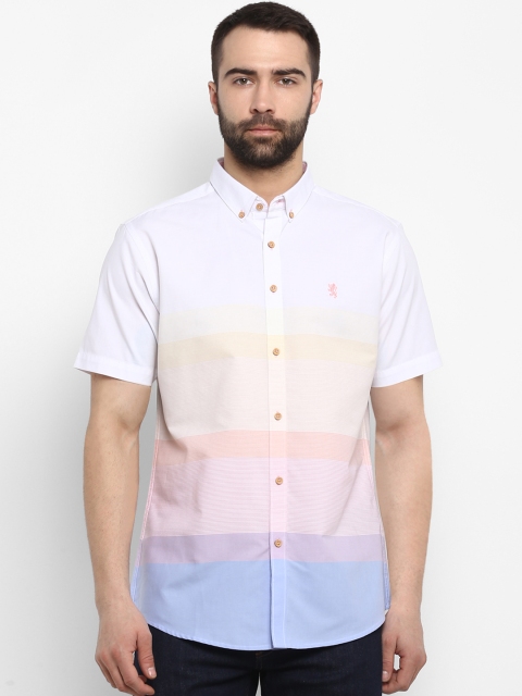 

Red Tape Men Off-White & Pink Regular Fit Colourblocked Casual Shirt
