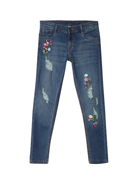 

Cherokee Girls Blue Slim Fit Mid-Rise Mildly Distressed Jeans