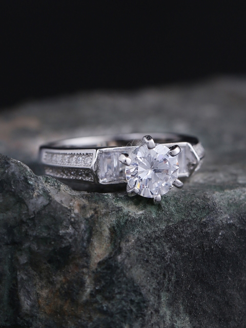 

ADORN by Nikita Ladiwala Sterling-Silver CZ Stone-Studded Finger Ring