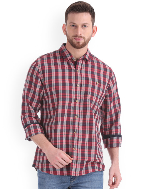 

Cherokee Men Red Regular Fit Checked Casual Shirt