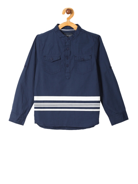 

Cherokee Boys Blue & White Regular Fit Solid Casual Shirt