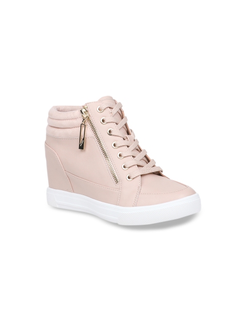 

ALDO Women Pink Solid Mid-Top Sneakers