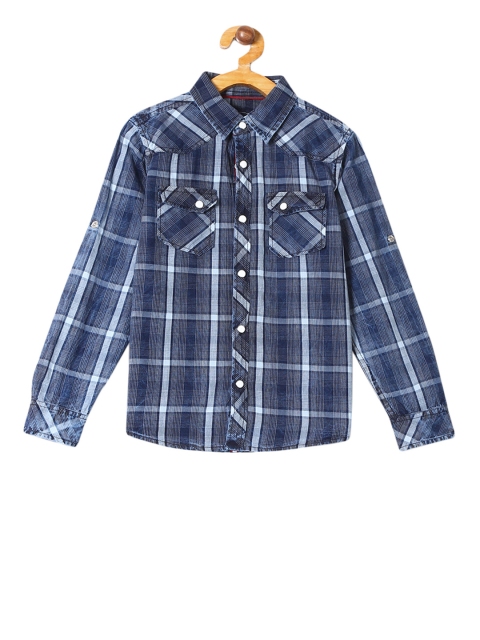 

Cherokee Boys Blue Regular Fit Checked Casual Shirt