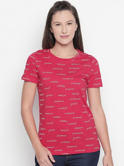 

Honey by Pantaloons Women Red Printed Pure Cotton Top