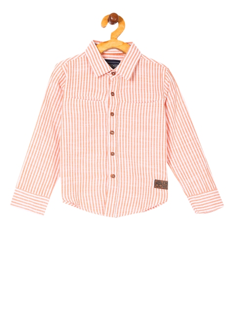 

Cherokee Boys Orange & White Regular Fit Striped Casual Shirt
