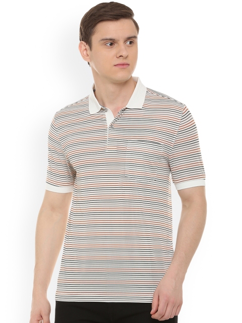

Van Heusen Men White Striped Polo Collar T-shirt