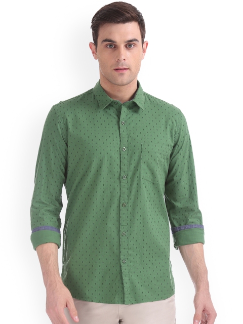Ruggers Men Green Regular Fit Printed Casual Shirt