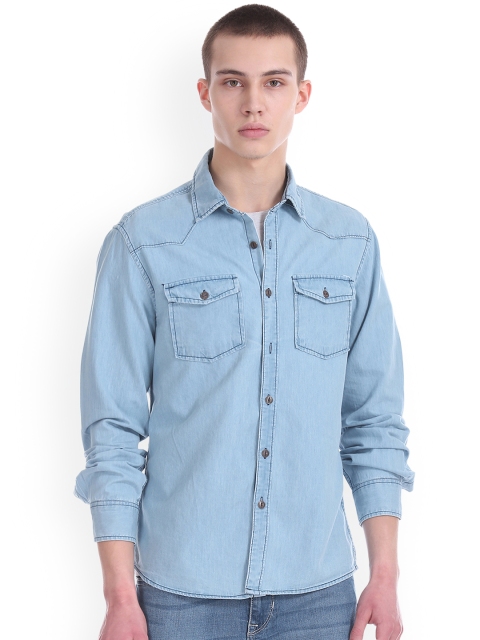 

Cherokee Men Blue Regular Fit Solid Casual Shirt