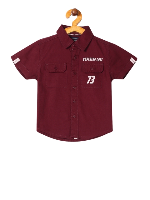 

Cherokee Boys Red Regular Fit Solid Casual Shirt
