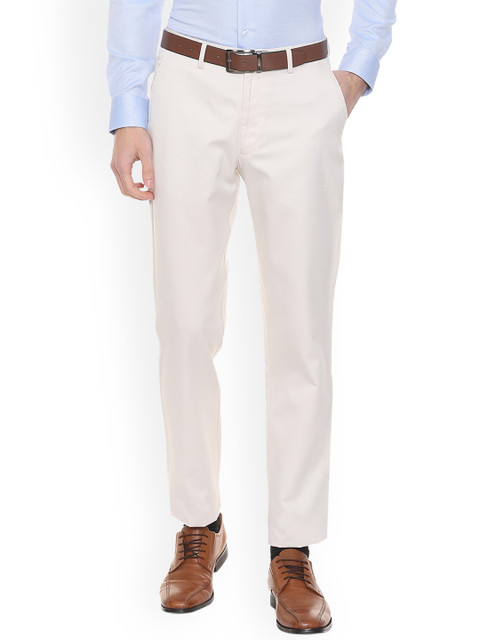 

Louis Philippe Men White Regular Fit Solid Formal Trousers