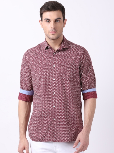 

THE BEAR HOUSE Men Maroon Slim Fit Printed Casual Shirt