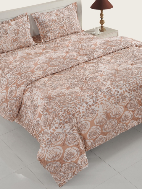 

Swayam White & Brown Cotton 160TC Printed Bedding Set
