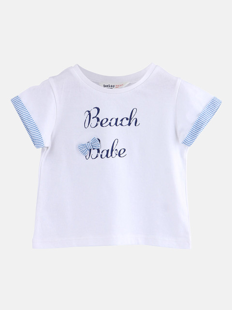

Beebay Girls White Printed A-Line Pure Cotton Top