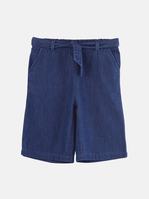 Beebay Girls Blue Solid Regular Fit Capris
