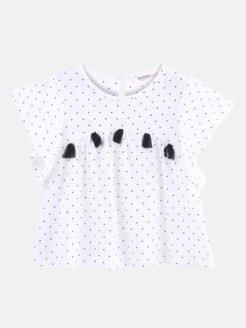 

Beebay Girls White Printed A-Line Pure Cotton Top