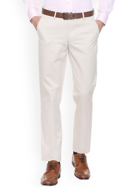 

Louis Philippe Men White Slim Fit Solid Formal Trousers
