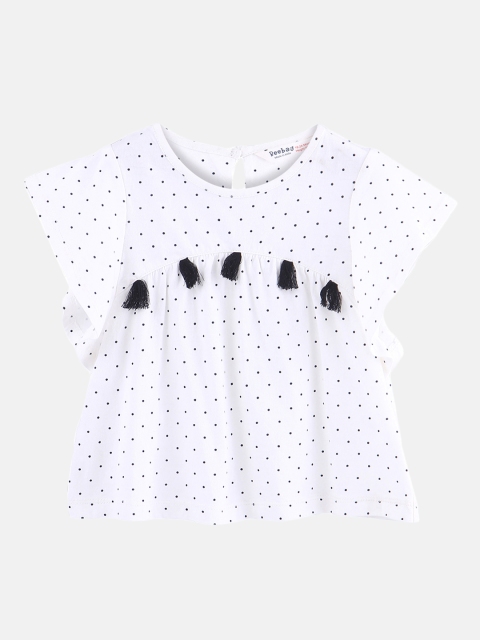 

Beebay Girls White Printed A-Line Pure Cotton Top