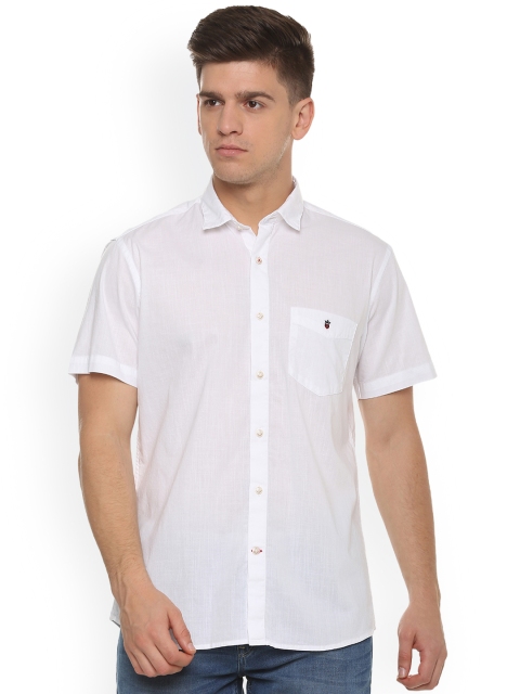 Louis Philippe Men White Slim Fit Solid Casual Shirt