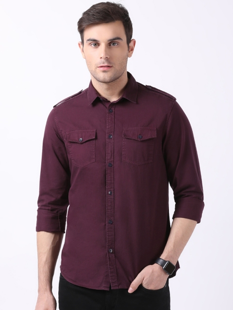 

THE BEAR HOUSE Men Maroon Slim Fit Solid Casual Shirt
