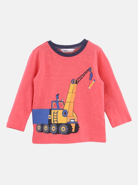 

Beebay Boys Peach-Coloured Printed Round Neck T-shirt