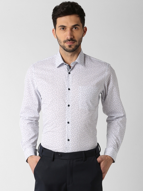 

Peter England Men White & Blue Slim Fit Printed Formal Shirt