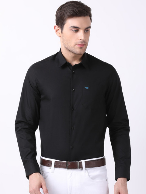 

THE BEAR HOUSE Men Black Slim Fit Solid Semiformal Shirt