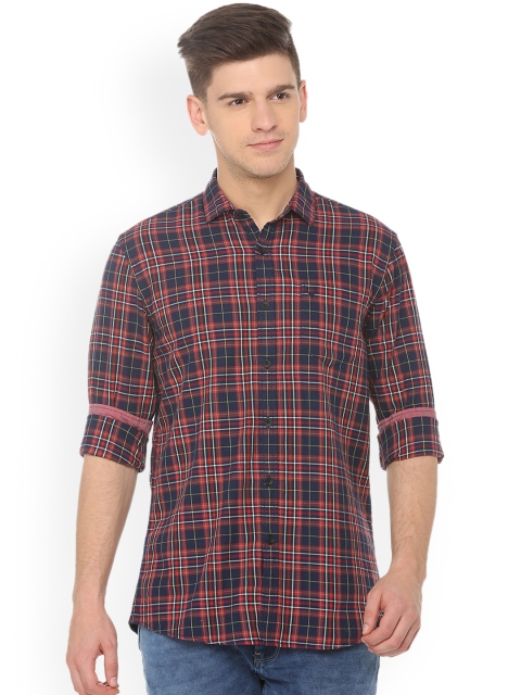 

Solly Jeans Co. Men Blue & Red Slim Fit Checked Casual Shirt