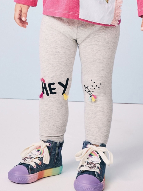 

next Girls Grey Melange Printed Leggings