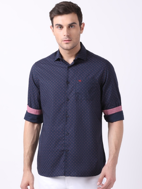 

THE BEAR HOUSE Men Navy Blue Slim Fit Printed Casual Shirt