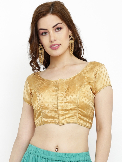 

SALWAR STUDIO Women Gold-Toned Printed Brocade Saree Blouse