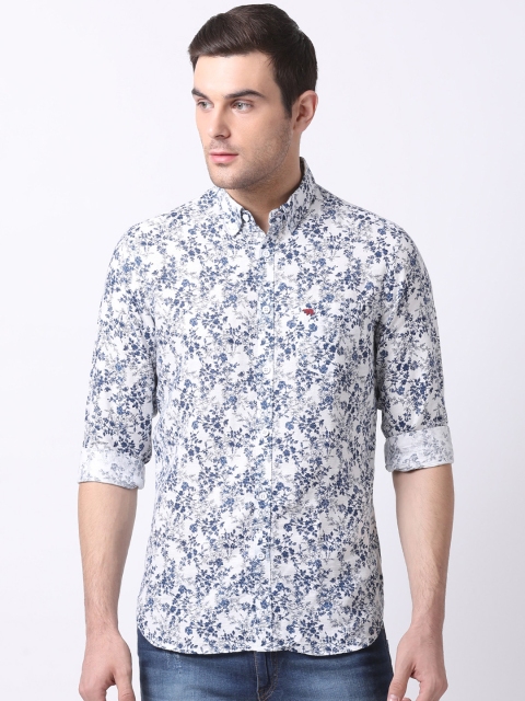 

THE BEAR HOUSE Men White Slim Fit Printed Casual Shirt