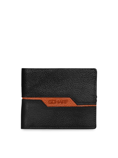 

SCHARF Men Black Solid Leather Two Fold Wallet