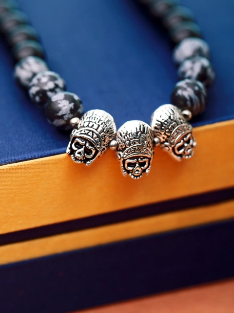 

Dare by Voylla Men Silver-Plated & Black Handcrafted Chain