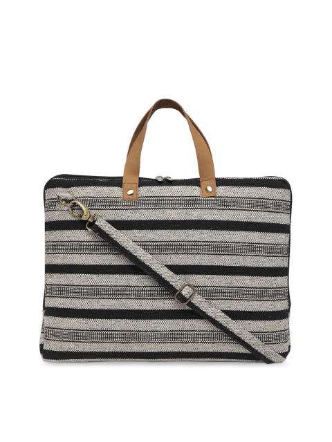 

The House of Tara Women Grey & Black Striped Laptop Bag