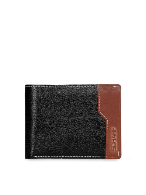 

SCHARF Men Black Solid Leather Two Fold Wallet