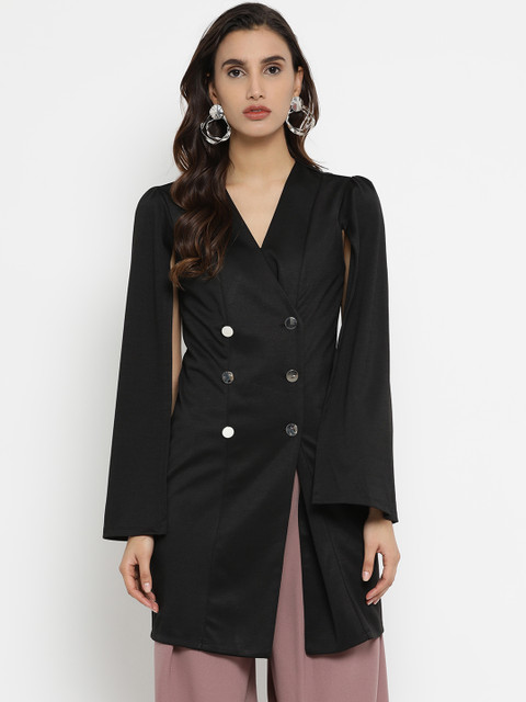 

Kazo Women Black Solid Tailored Jacket