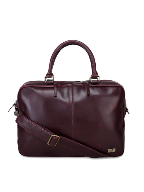 

yelloe Men Burgundy Solid Laptop Bag