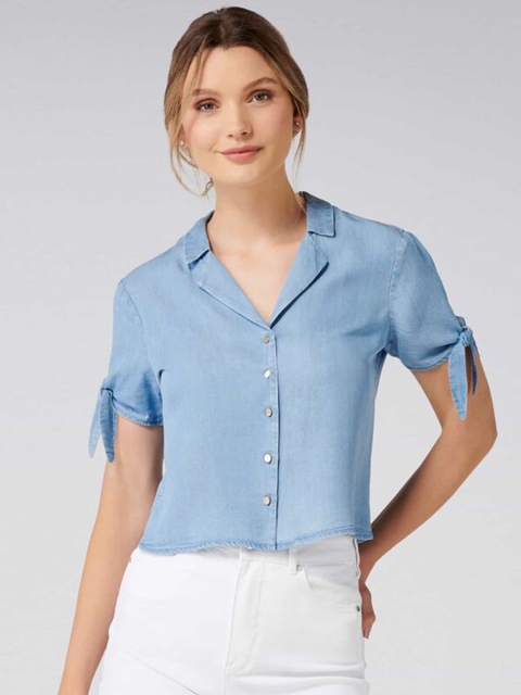 

Forever New Women Blue Regular Fit Solid Casual Shirt