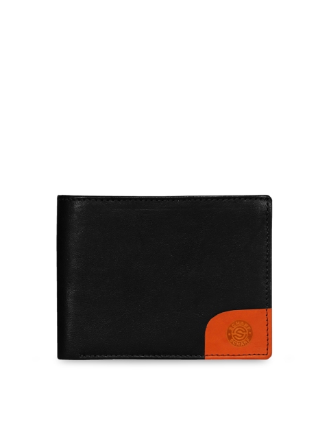 

SCHARF Men Black Solid Leather Two Fold Wallet