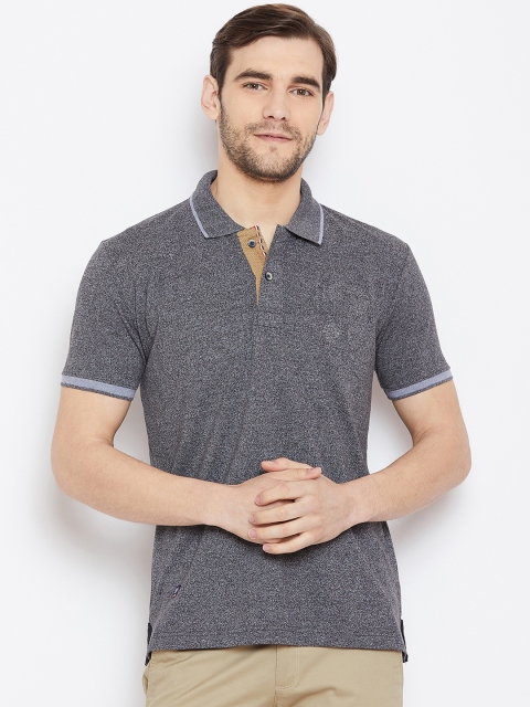 

Duke Men Charcoal Solid Polo Collar T-shirt
