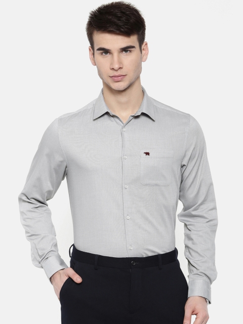 

THE BEAR HOUSE Men Grey Slim Fit Self Design Formal Shirt