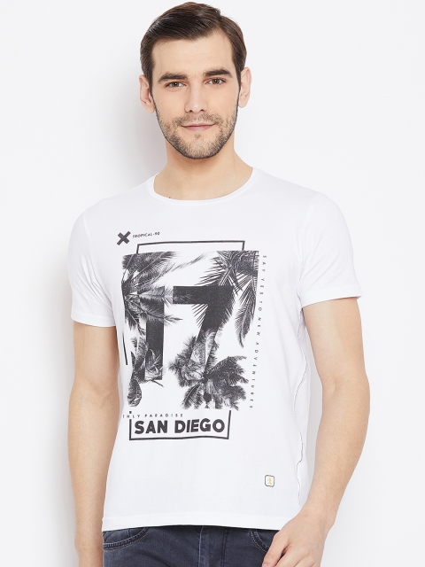 

Duke Men White Printed Round Neck T-shirt