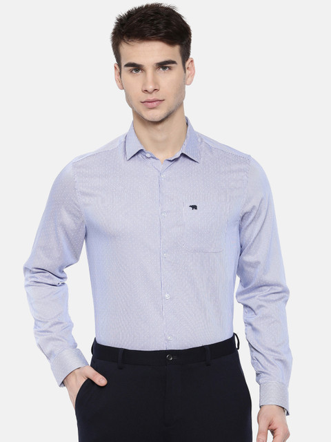 

THE BEAR HOUSE Men Blue & White Slim Fit Striped Formal Shirt