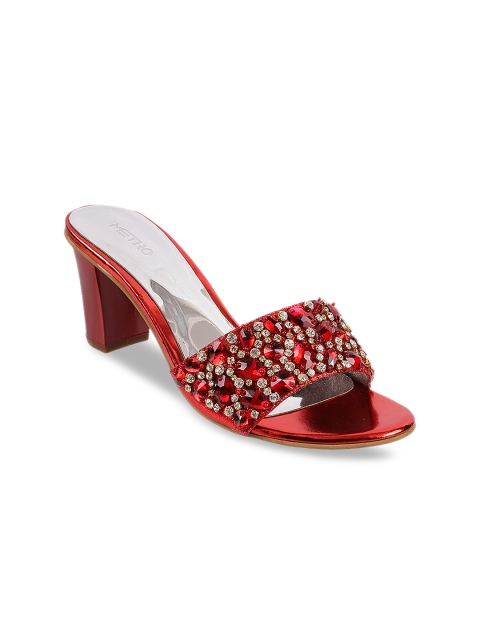 

Metro Women Red Embellished Mules