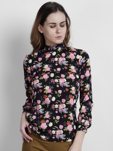 

LA LOFT Women Black Printed Top