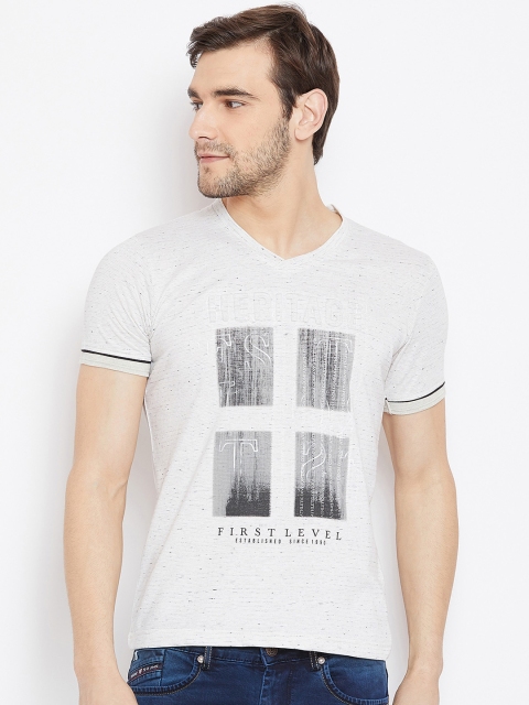 

Duke Men Grey Printed V-Neck T-shirt