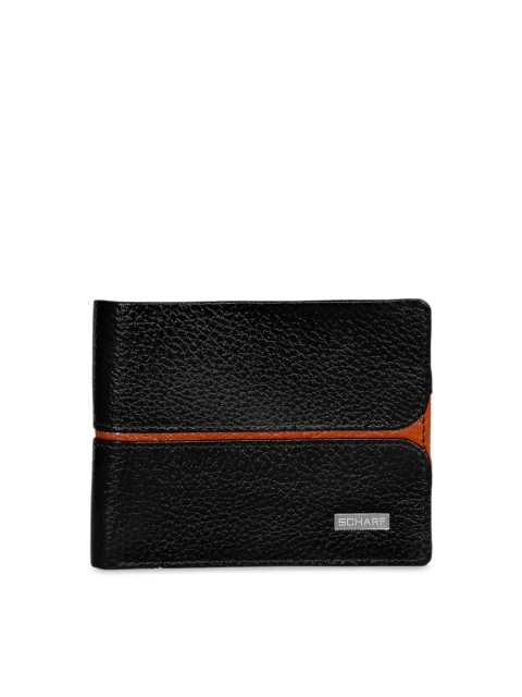 

SCHARF Men Black Solid Two Fold Leather Wallet