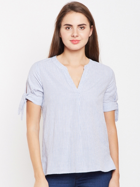 

Oxolloxo Women Blue Striped Top