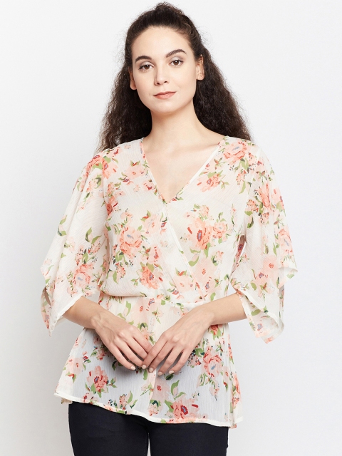 

Oxolloxo Women Off-White Printed Wrap Top